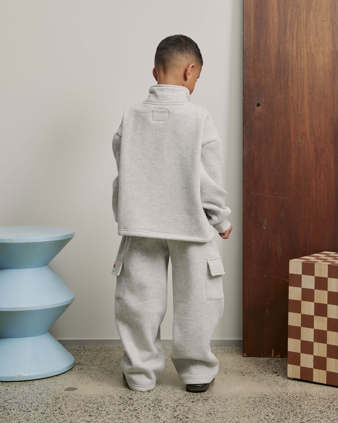 Kids Cargo Fleece Set | Grey Marle