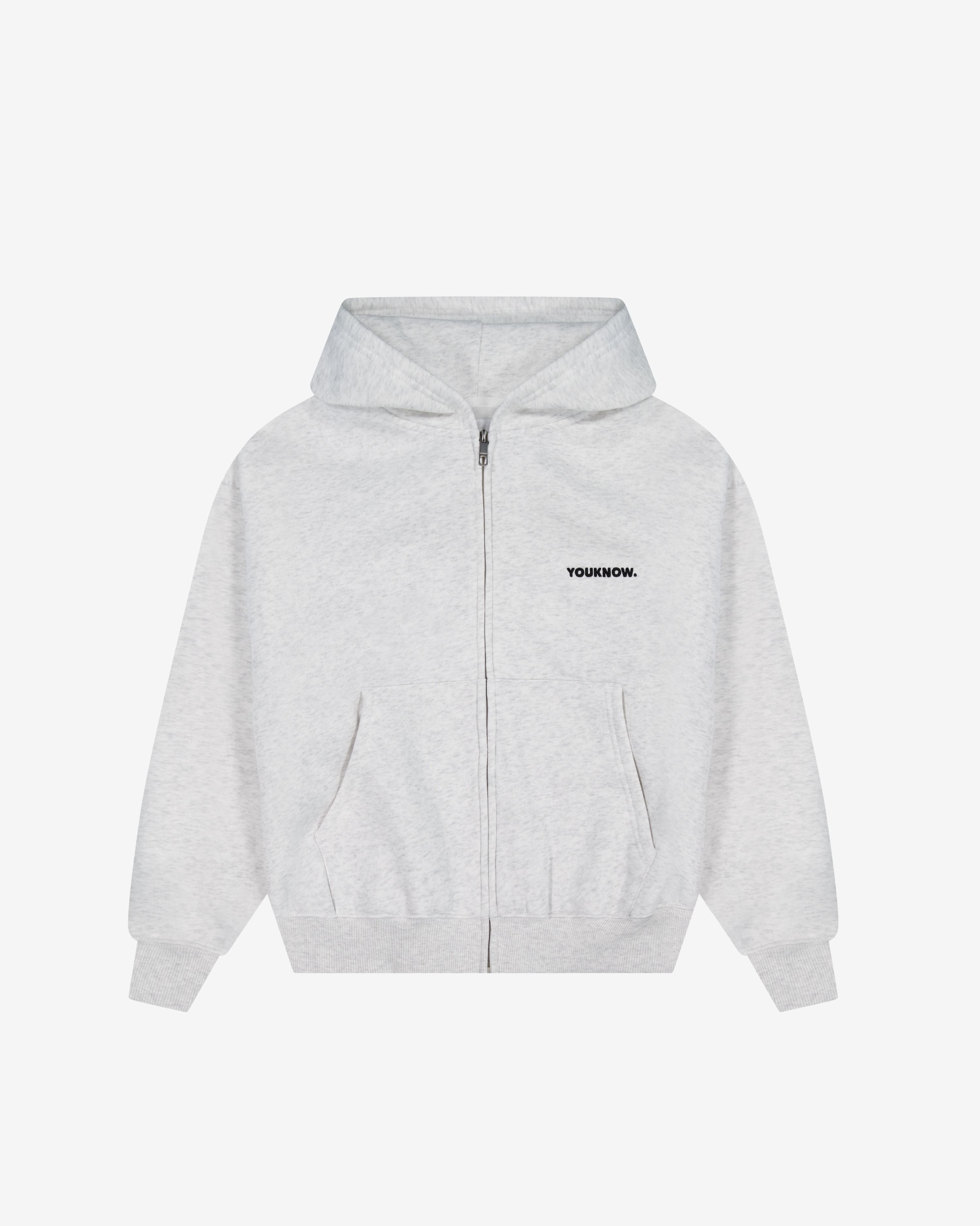 Core Zip Up Hoodie | White Marle
