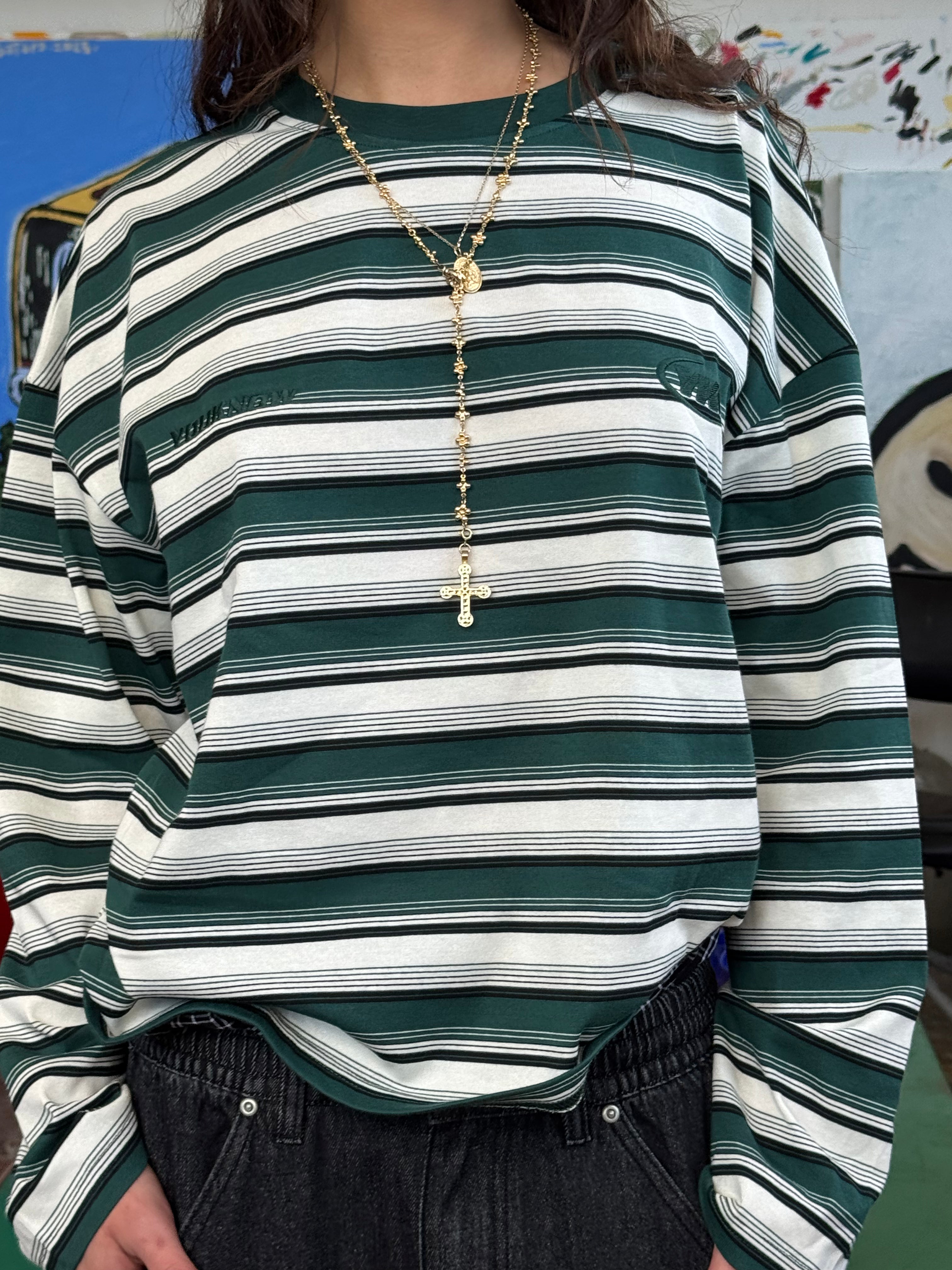 Striped Boxy Longsleeve | Teal Stripe