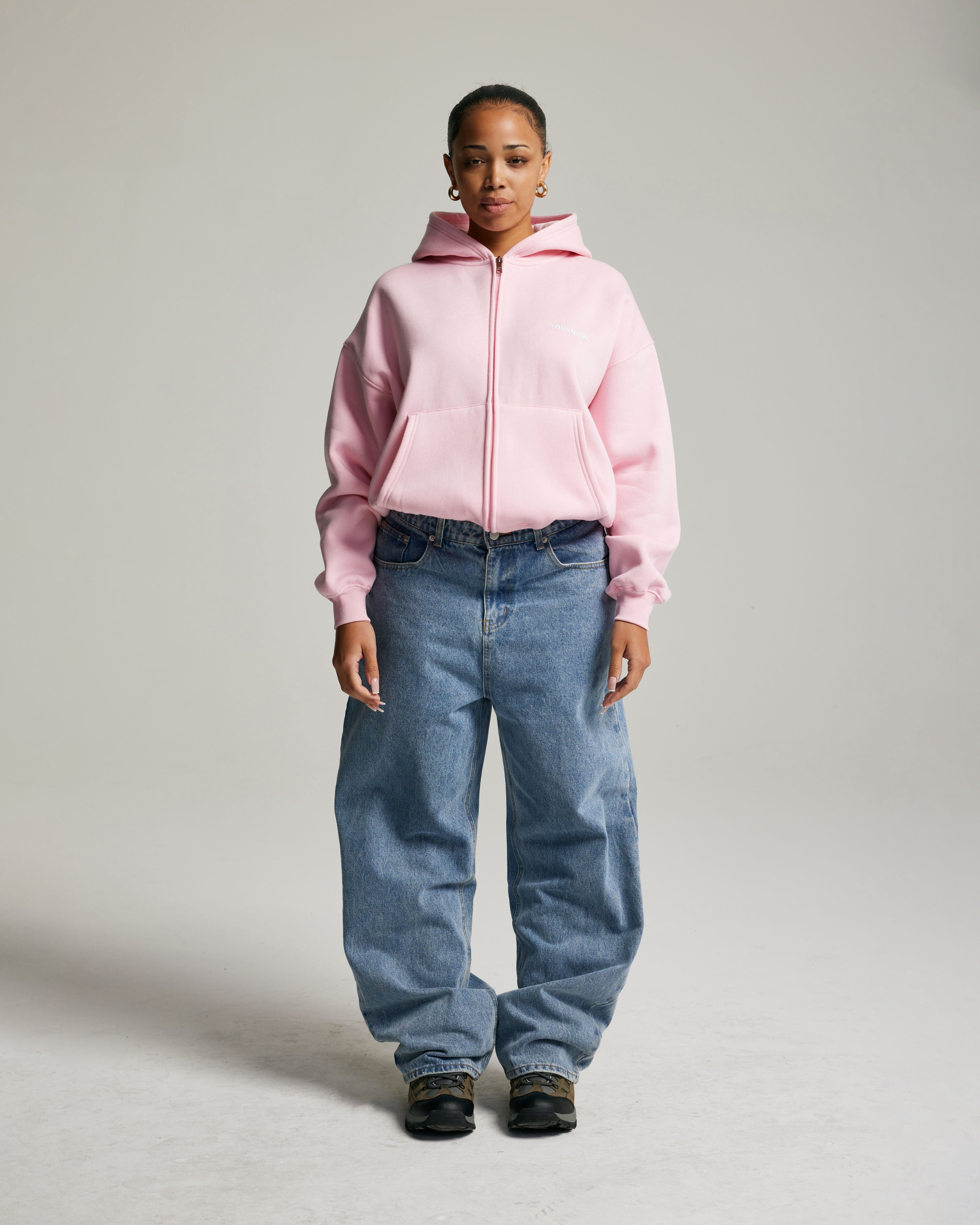 Core Zip Up Hoodie | Baby Pink