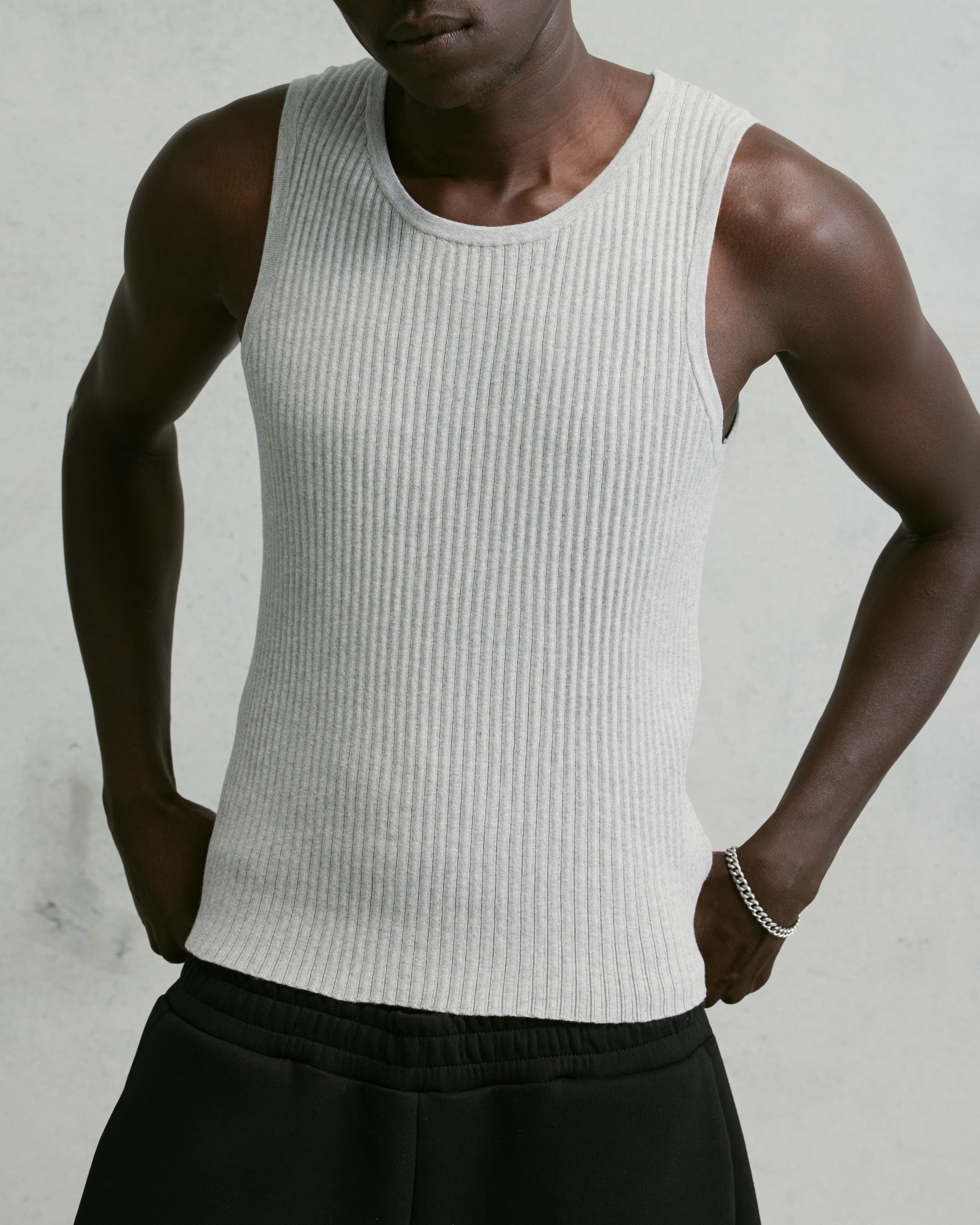 Nothing Knit Rib Tank | GREY MARLE