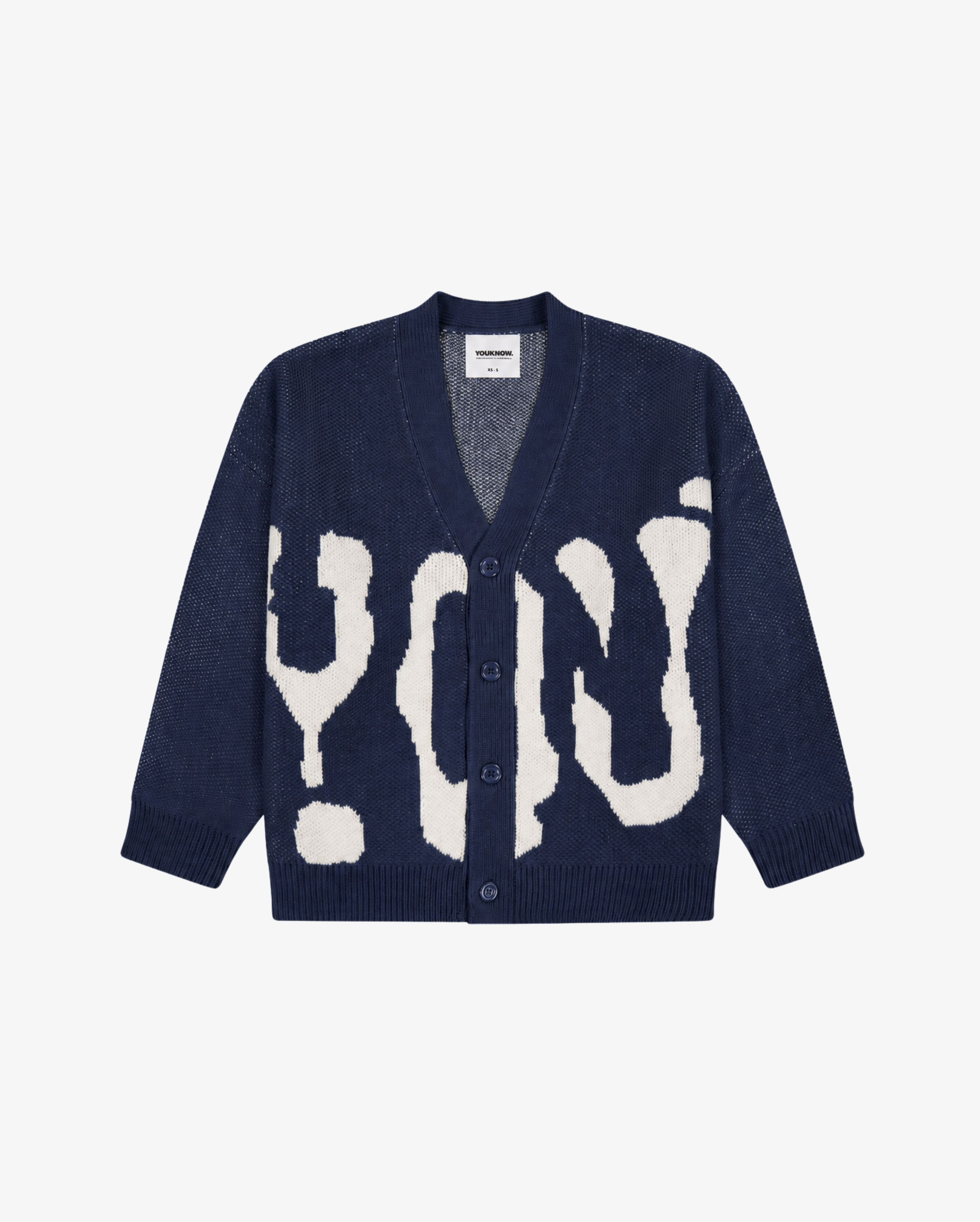 Jacquard Knit Cardigan | Navy