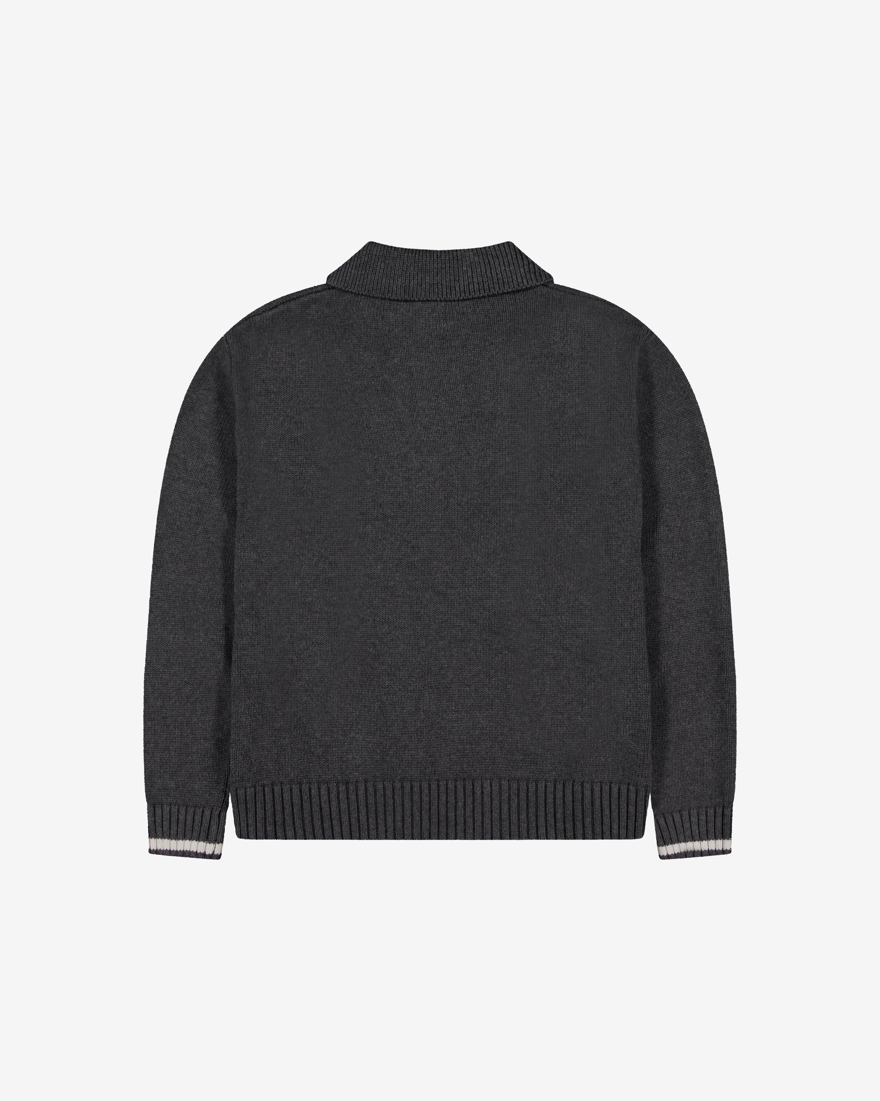 Cotton Knit Polo | Charcoal