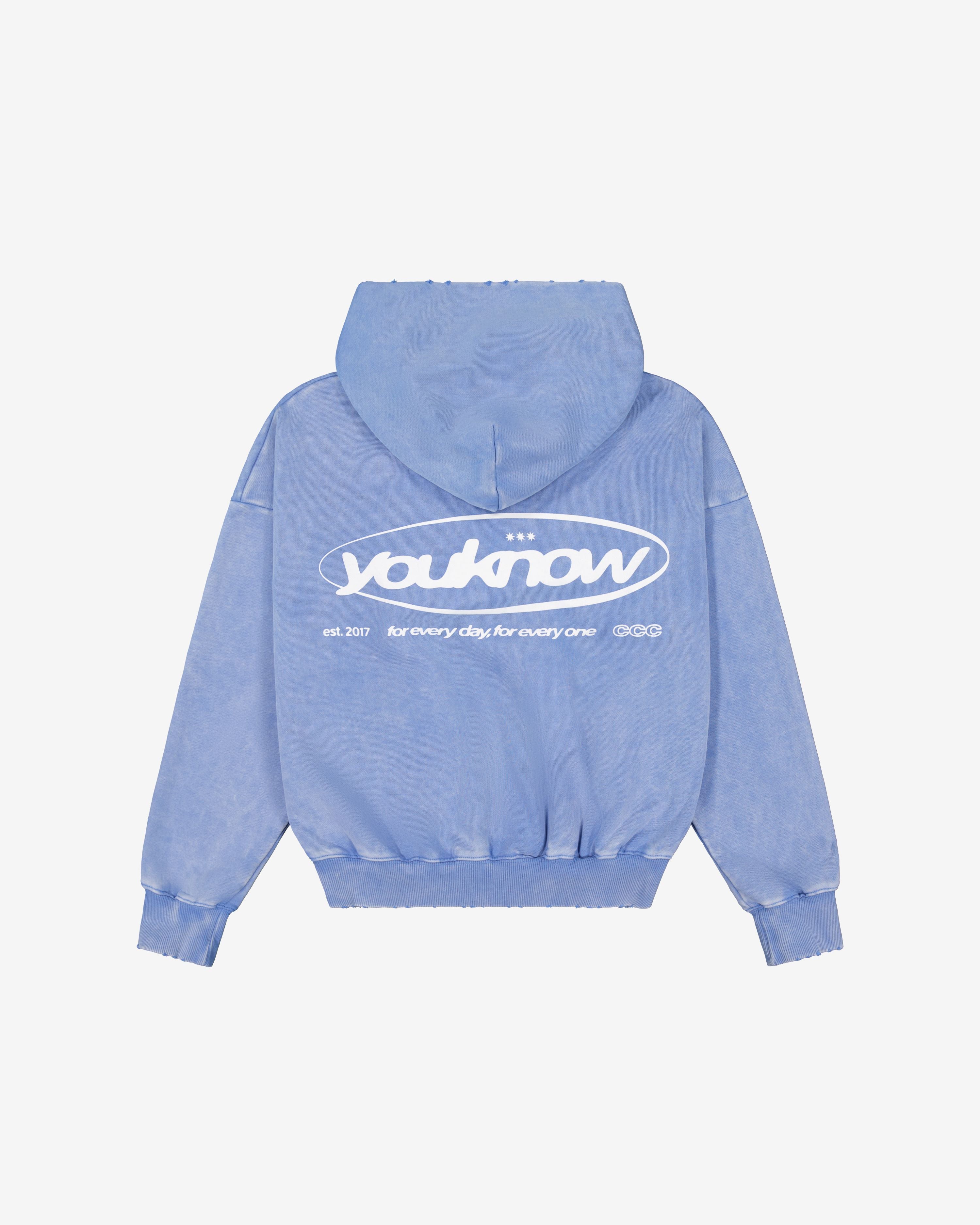 Distressed Logo Hoodie | Washed Blue