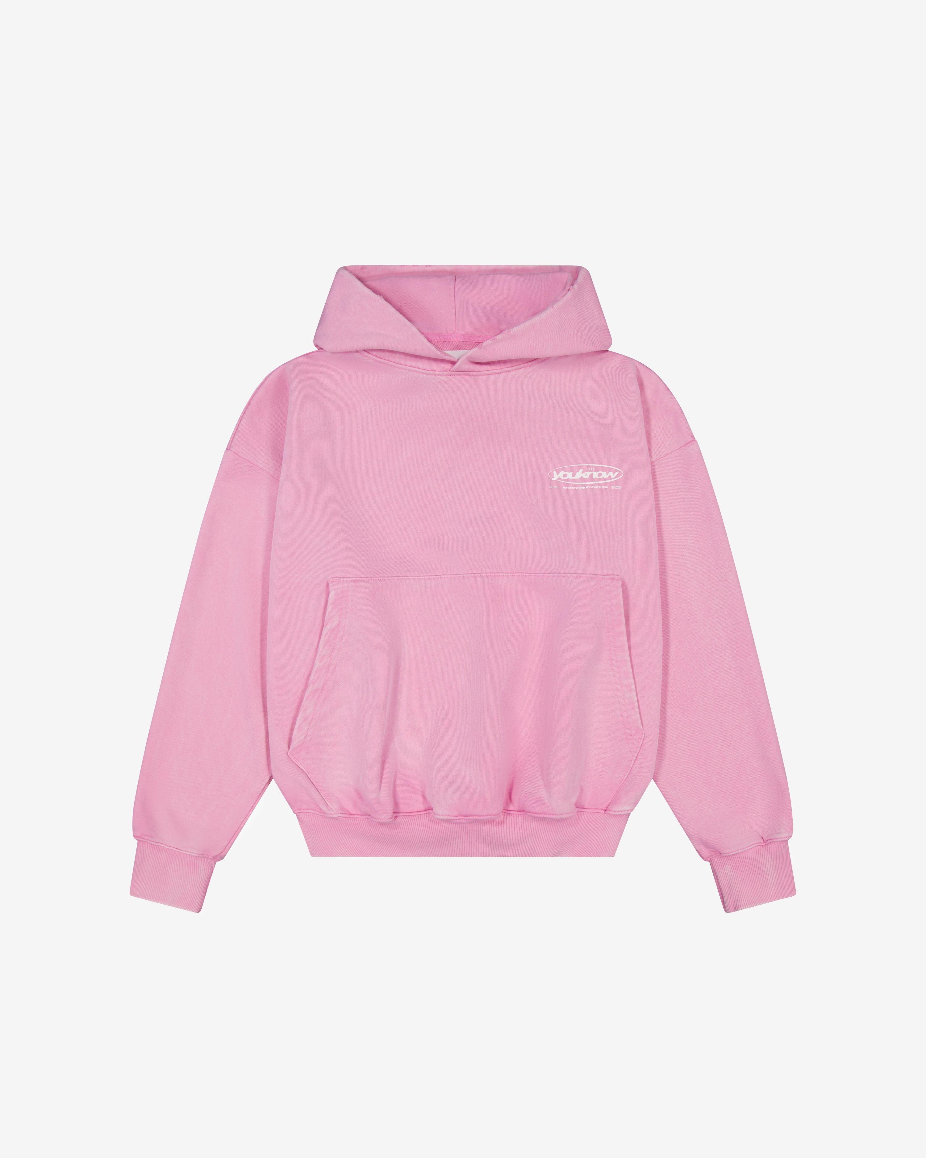 Distressed Logo Hoodie | Washed Pink