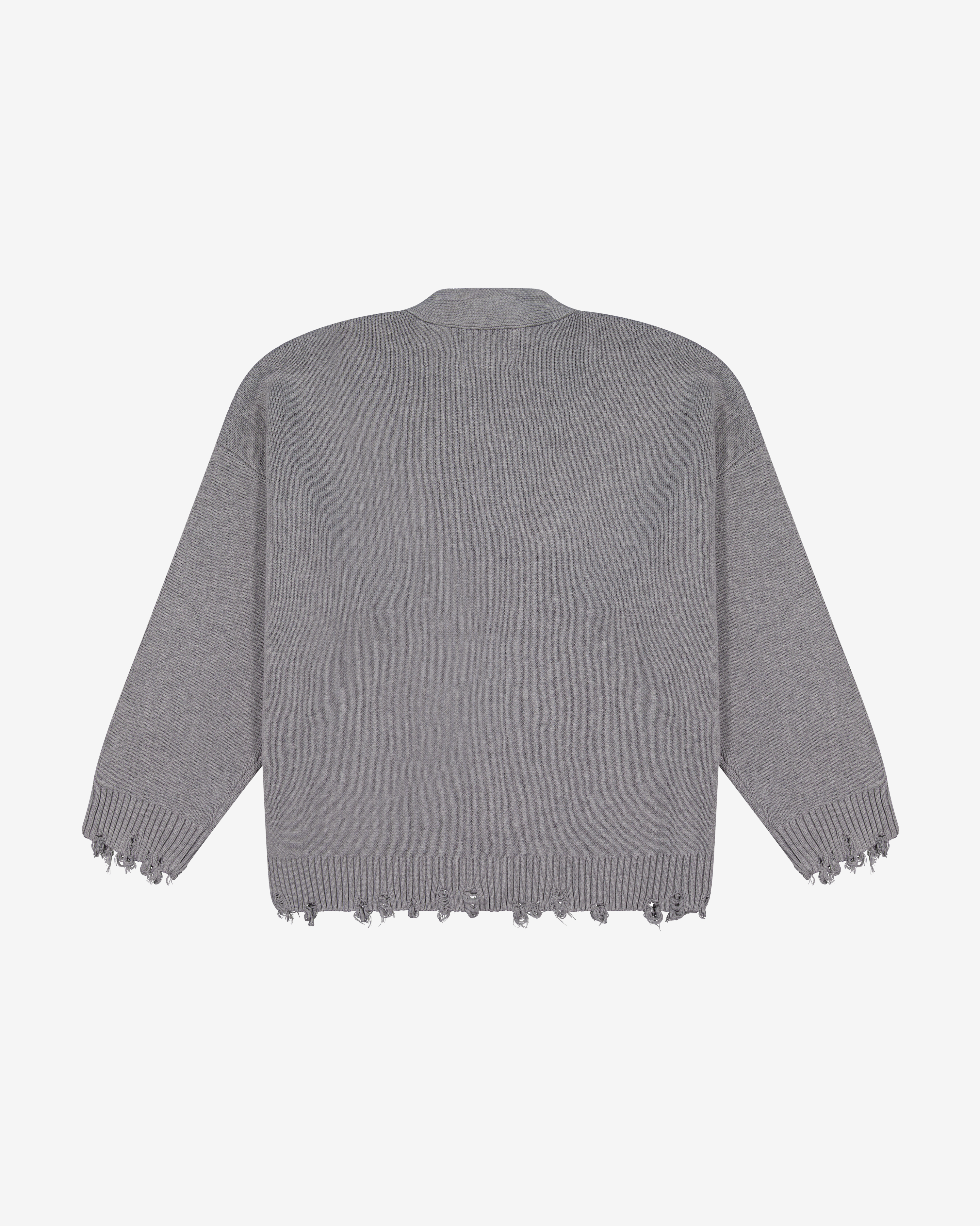 Cotton Knit Boxy Cardi | Distressed Grey Melange