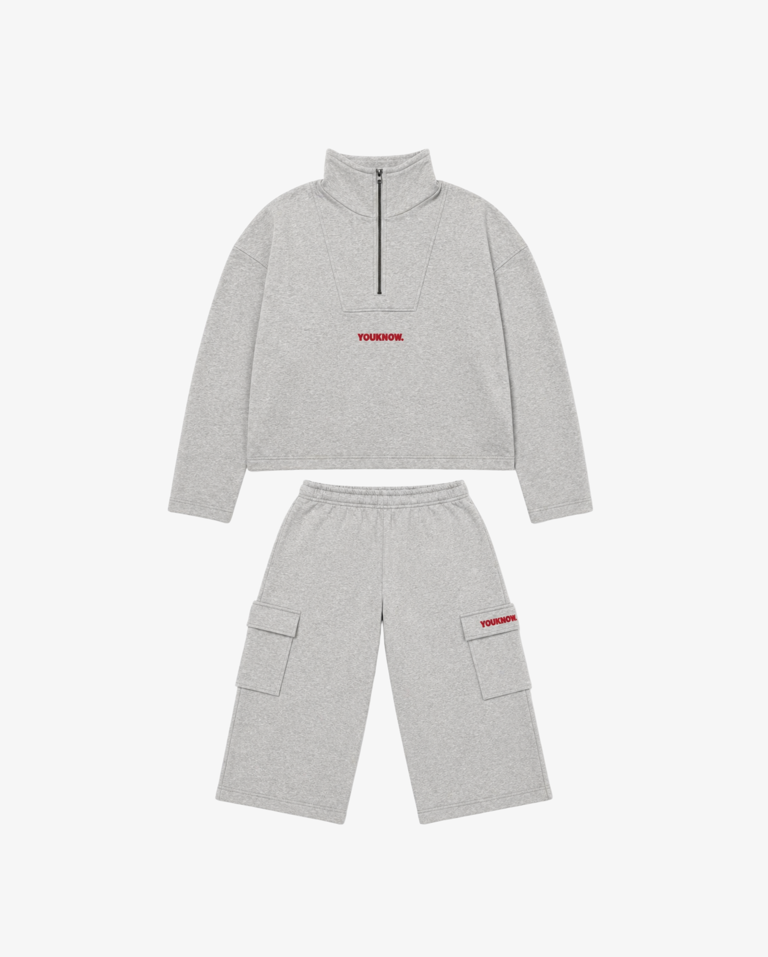 Kids Cargo Fleece Set | Grey Marle