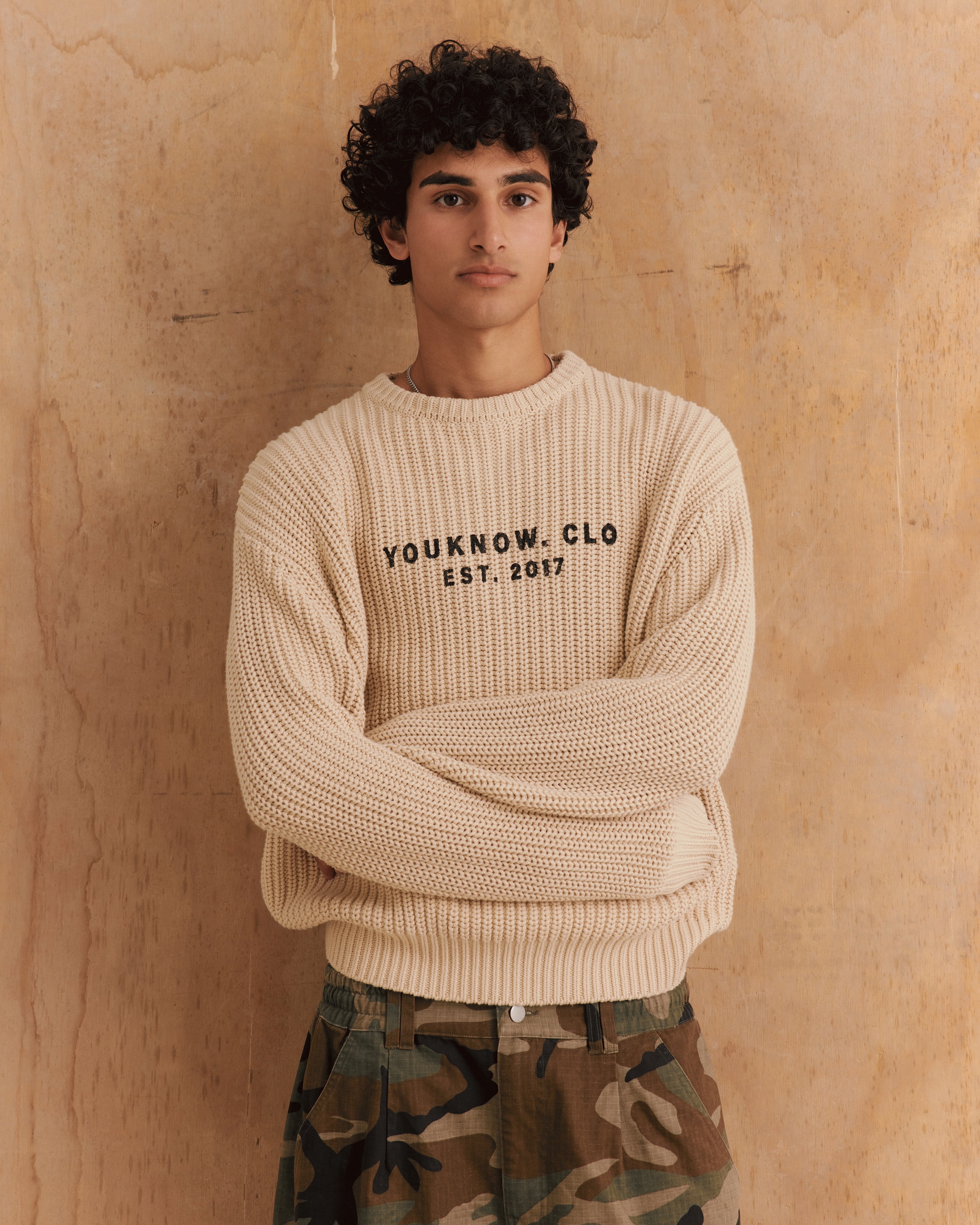 Knit Chunky Crew Sweater | Wheat