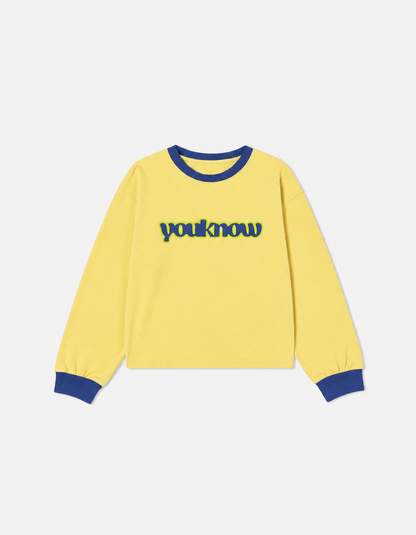 Kids Contrast Long Sleeve Tee | Lemon