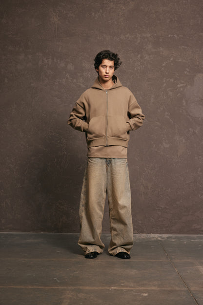 Nothing Zip Up Hoodie | Taupe