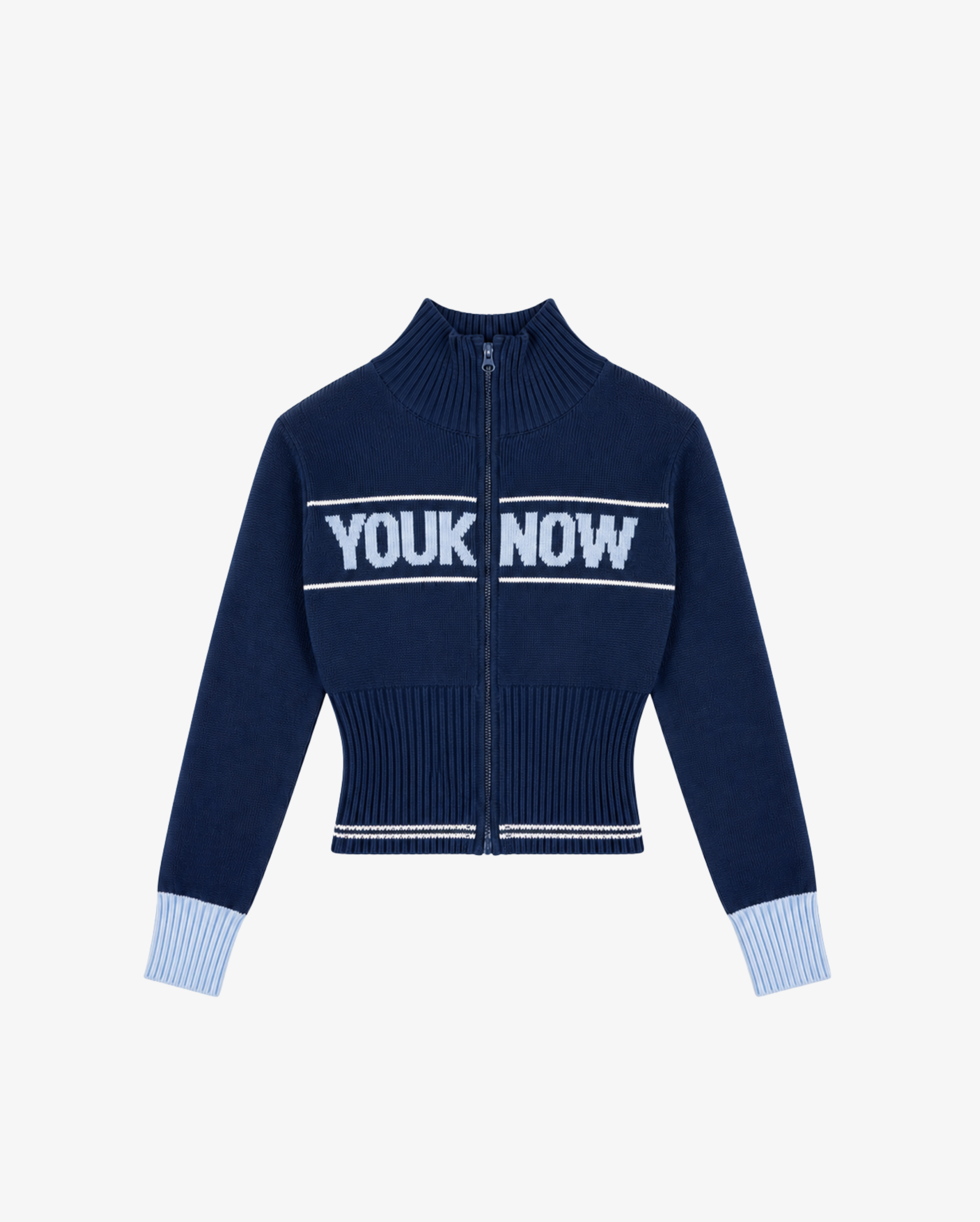 Women's Fitted Knit Zip Up | Navy