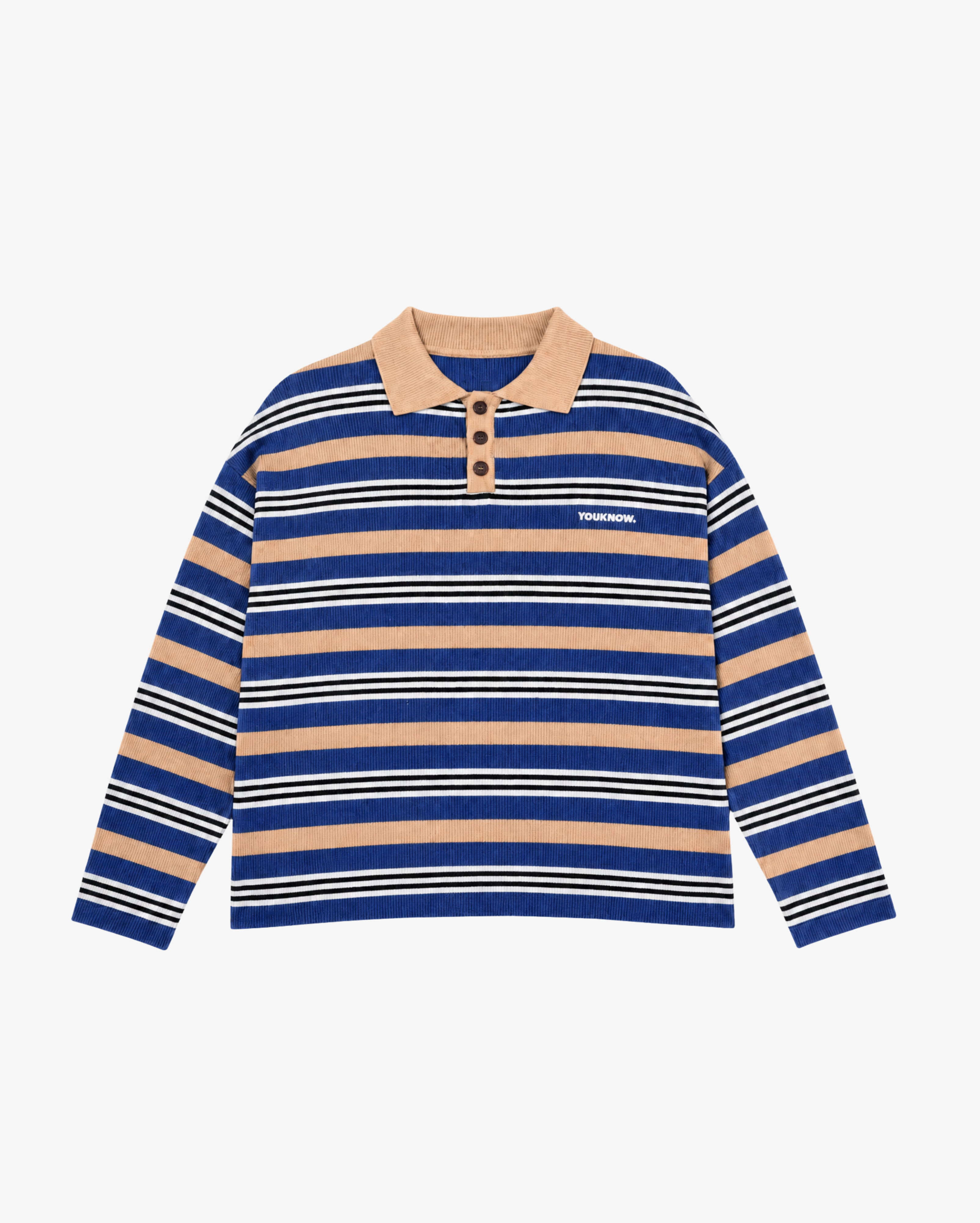 Knit Polo Sweater | Beige Stripe