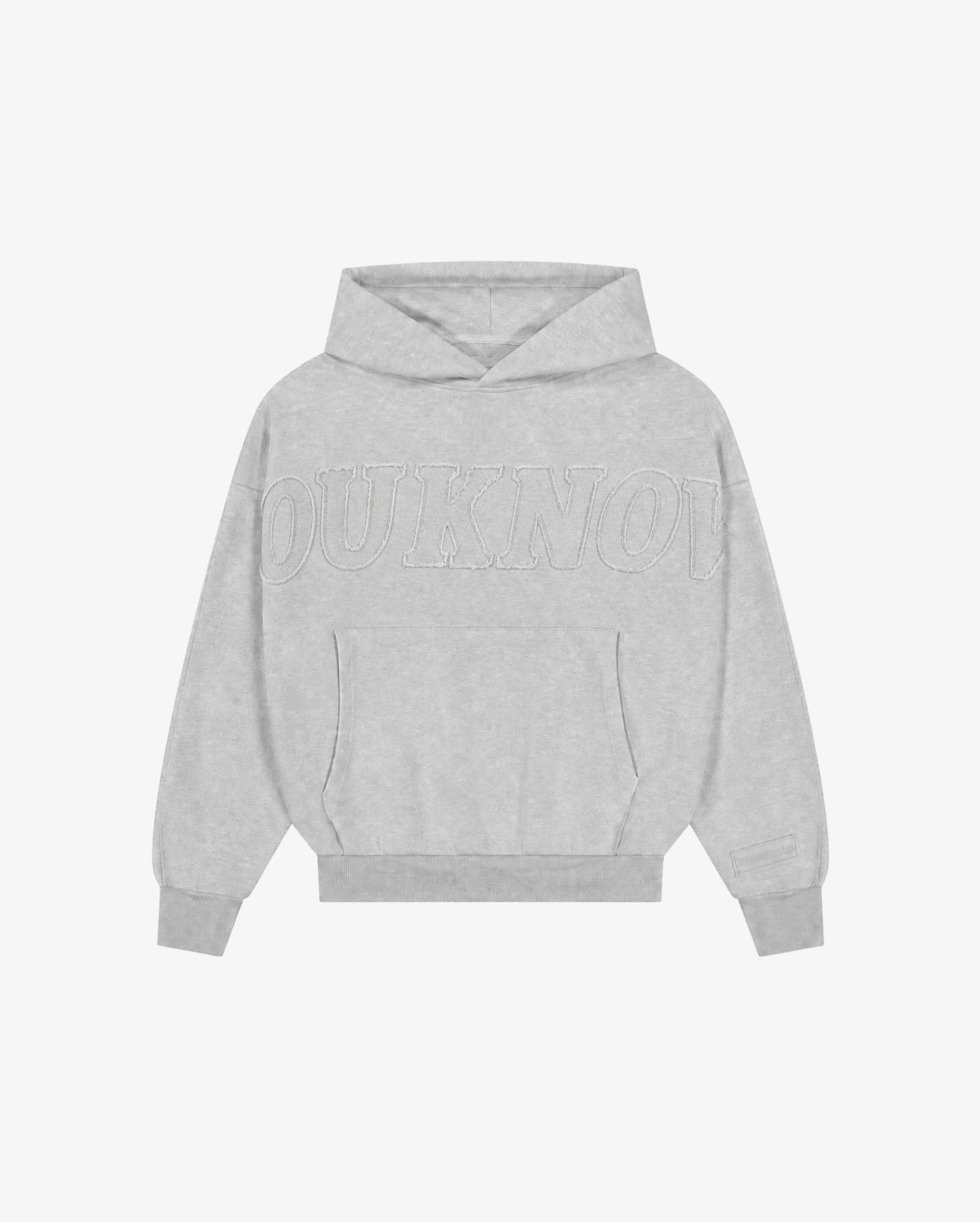 Distressed Applique Hoodie | GREY MARLE