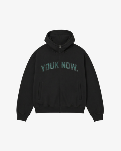 Offset Zip Up Hoodie | Black/Tartan