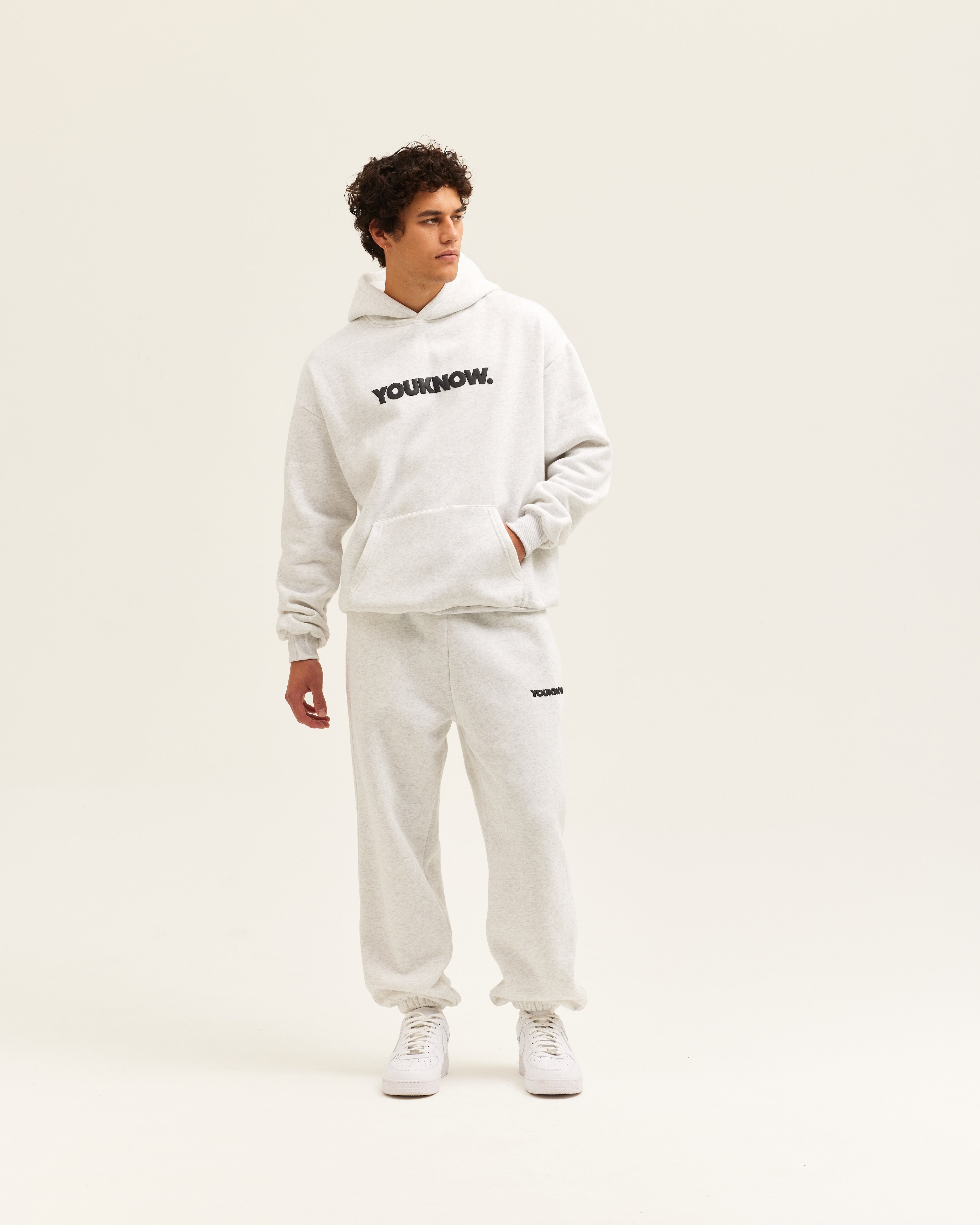 Block Hoodie | White Marle