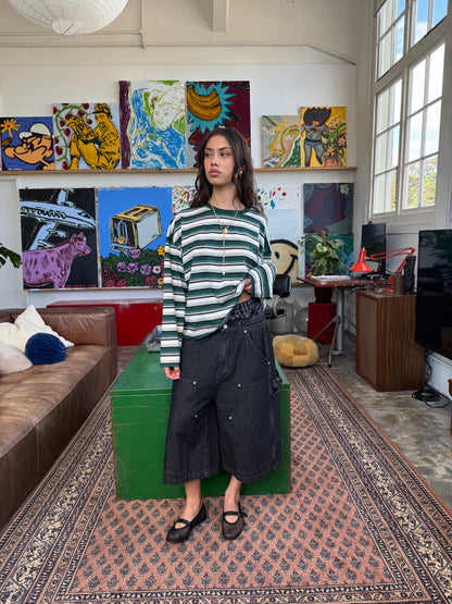 Striped Boxy Longsleeve | Teal Stripe