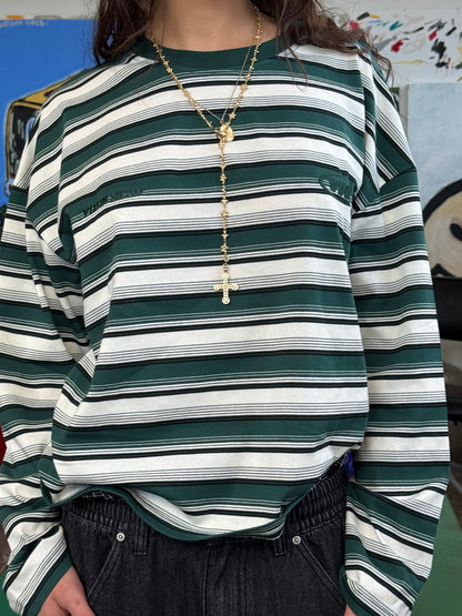 Striped Boxy Longsleeve | Teal Stripe