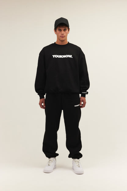 Block Cuffed Sweatpants | Black
