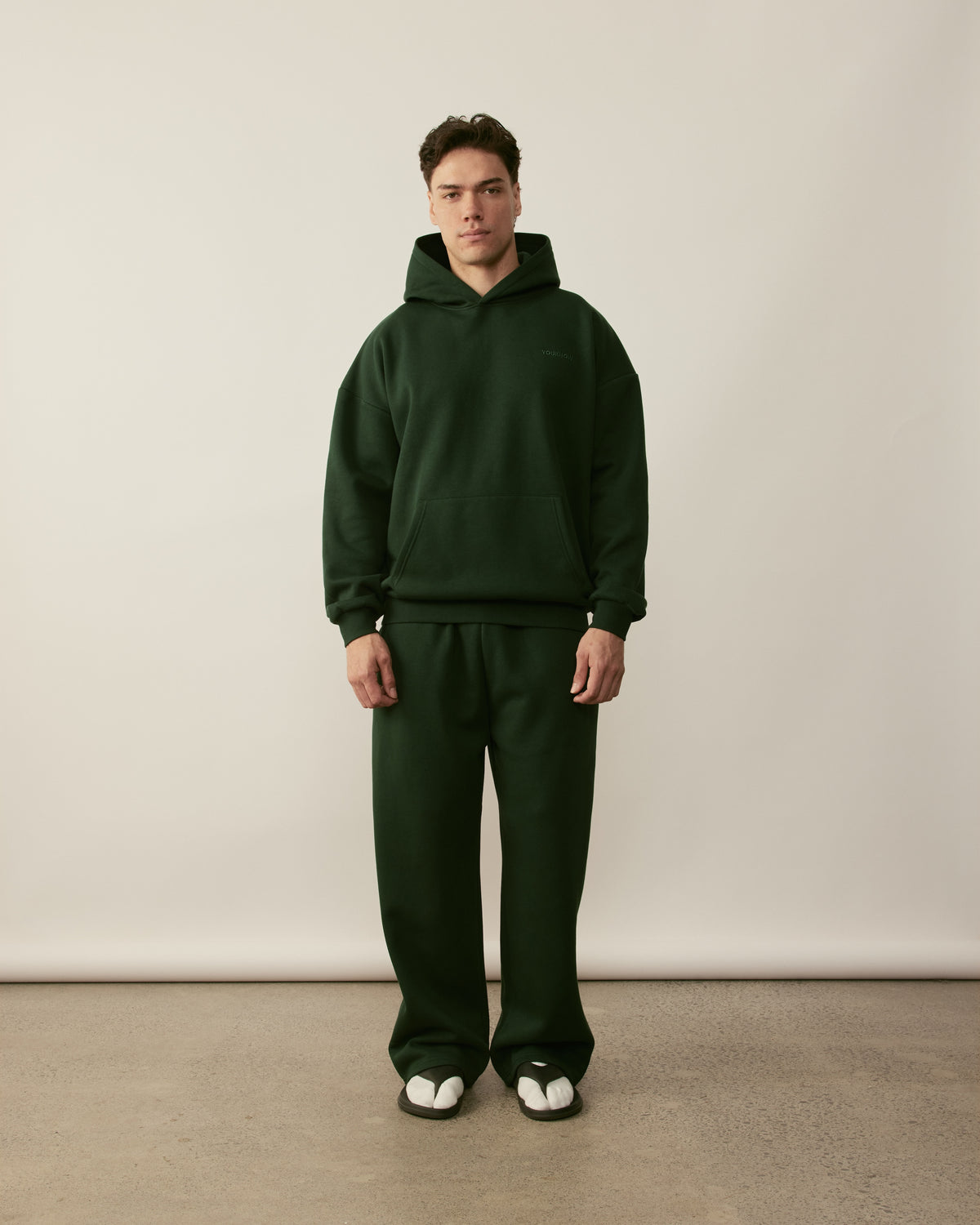 Core Essentials Relaxed Hoodie | Forest Green-3
