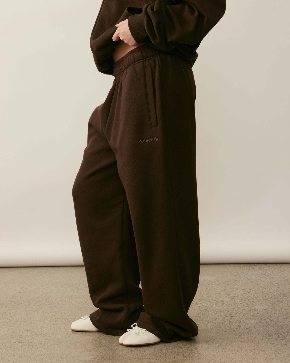 Core Essentials Wide Leg Pants | Brown-3