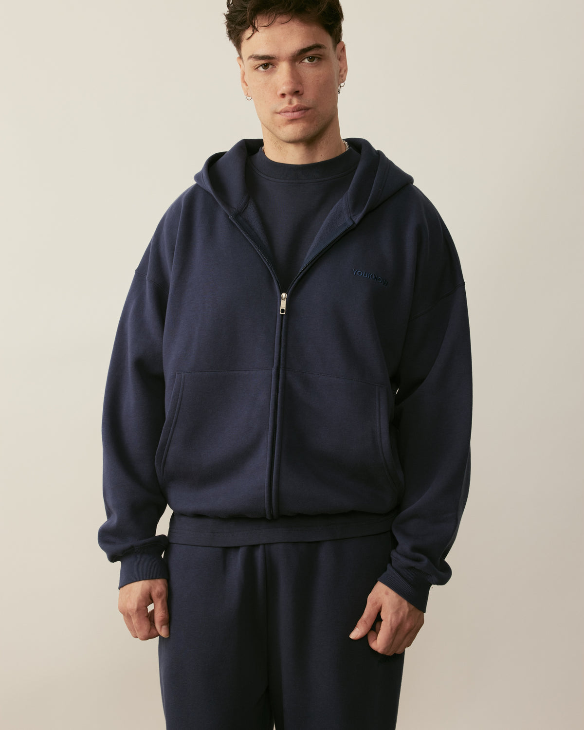 Core Essentials Zip Up Hoodie | Navy-4