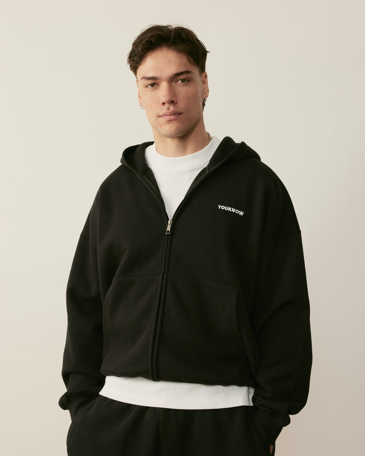 Core Essentials Zip Up Hoodie | Black-4