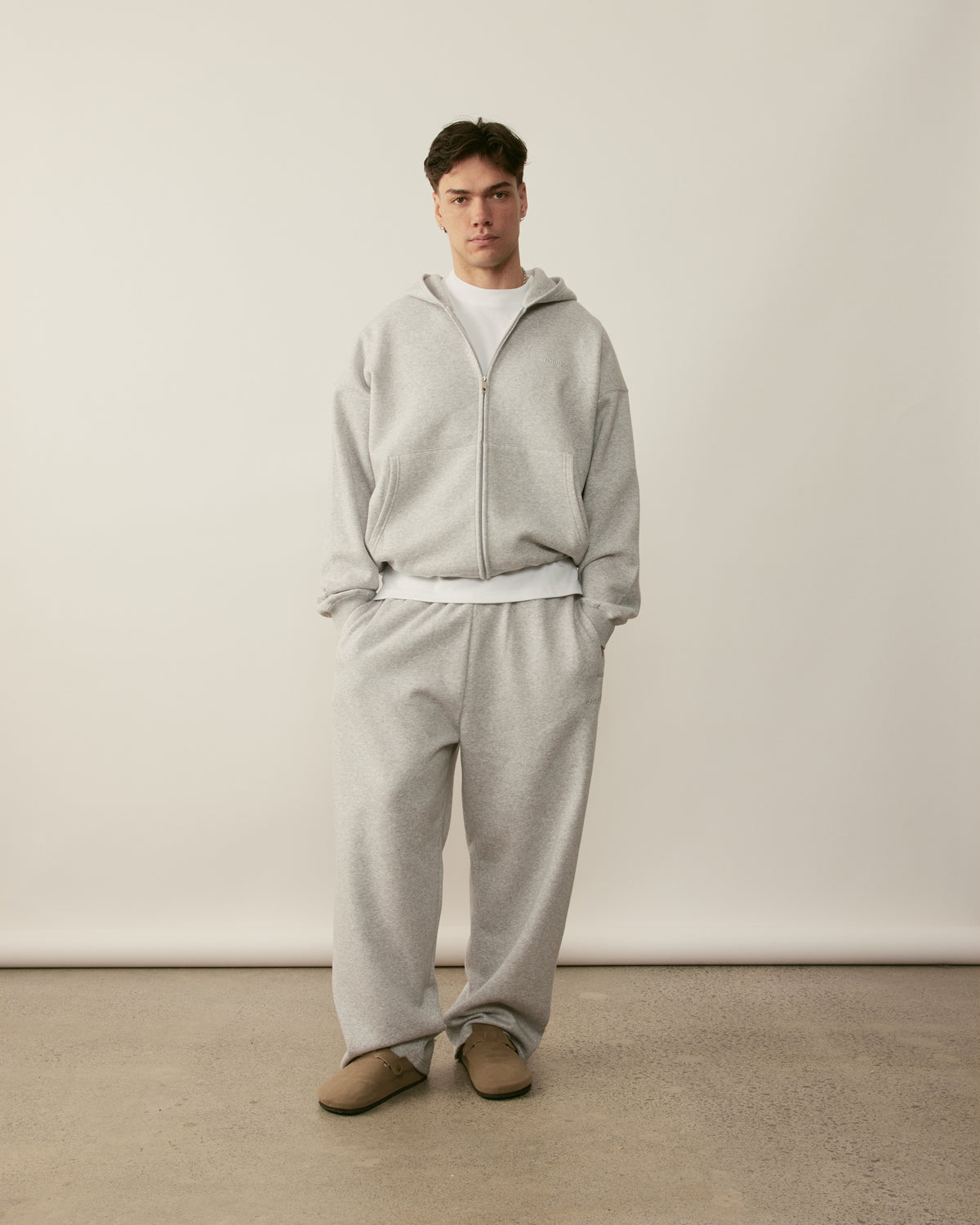 Core Essentials Zip Up Hoodie | Heather Grey-3