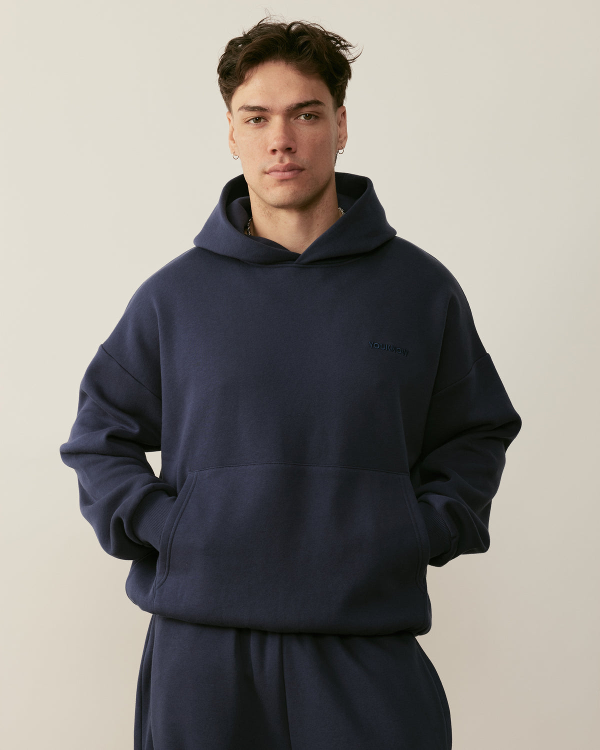 Core Essentials Box Hoodie | Navy-4