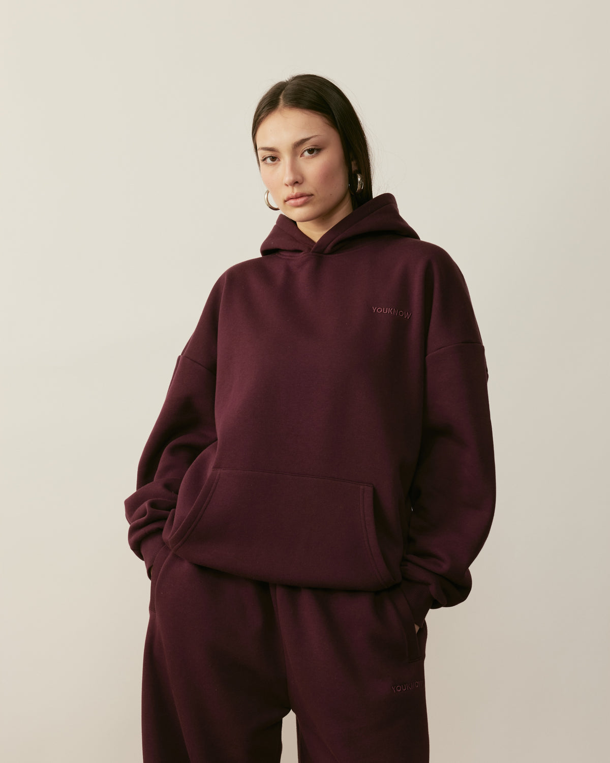 Core Essentials Box Hoodie | Burgundy