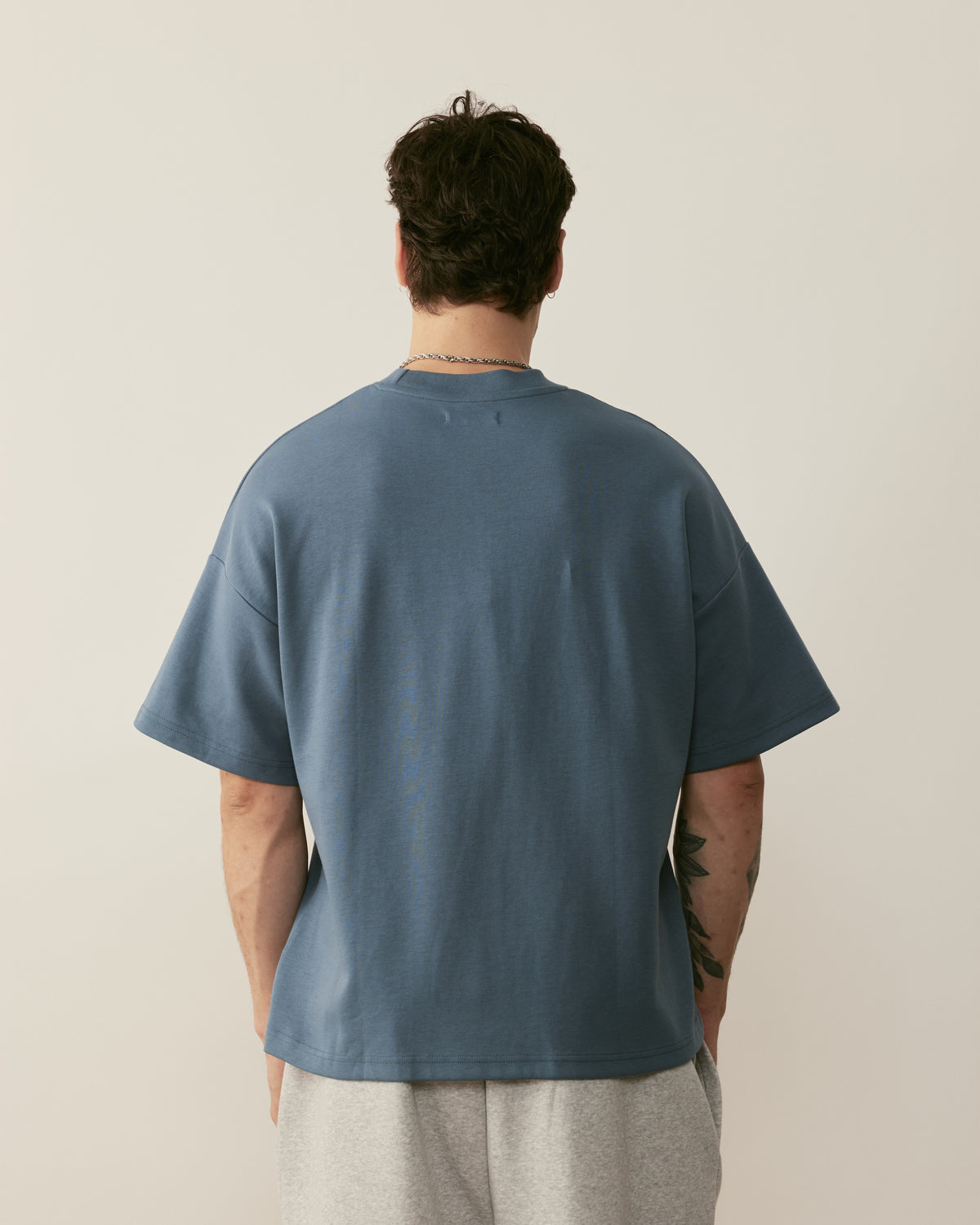 Core Essentials Box Tee | Dusty Blue-5
