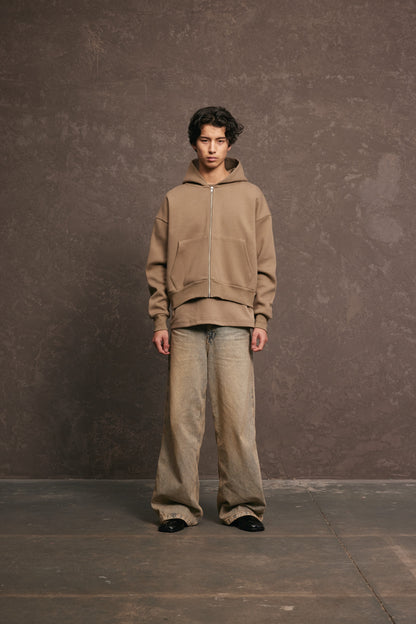 Nothing Zip Up Hoodie | Taupe