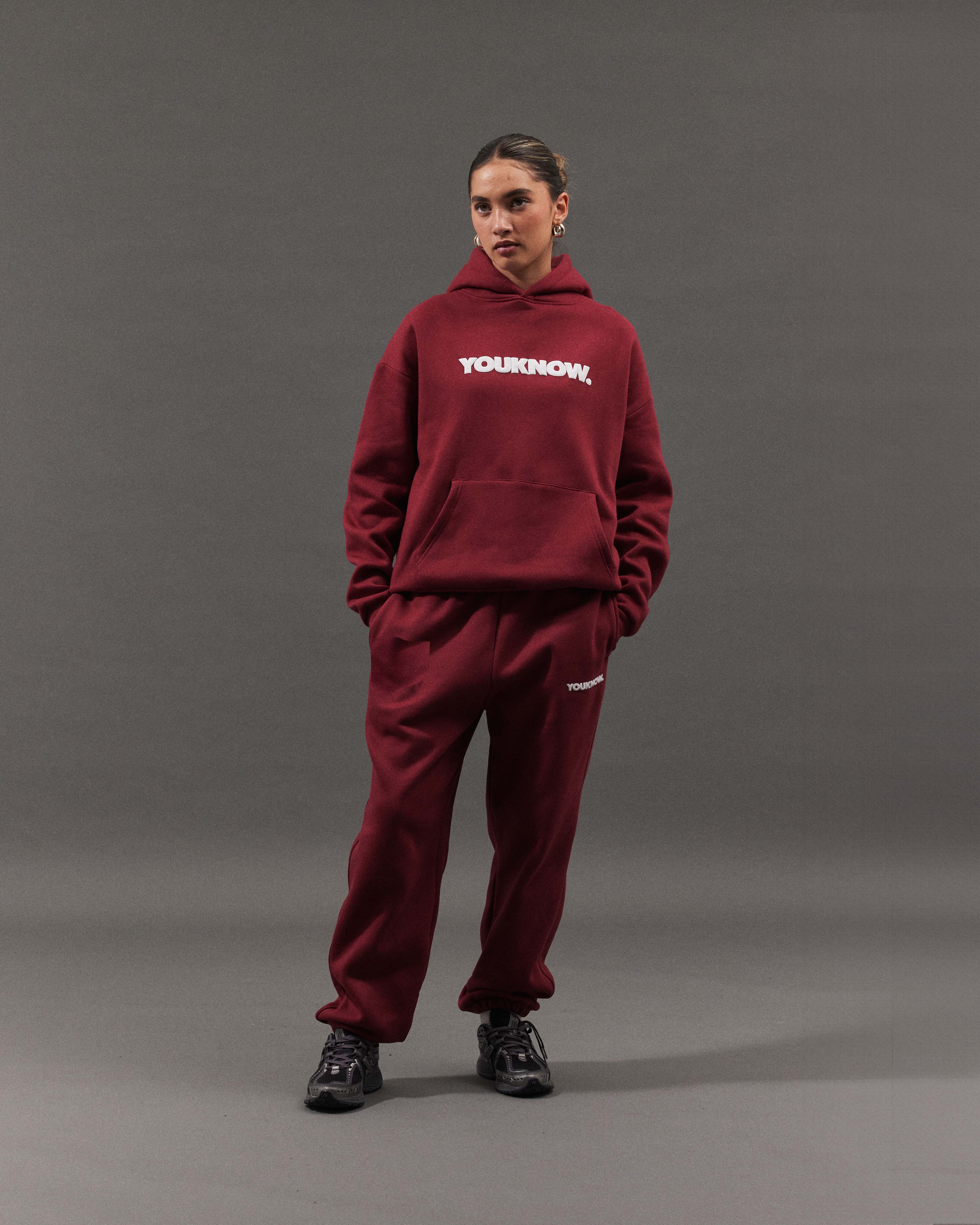 Block Cuffed Sweatpants | Maroon