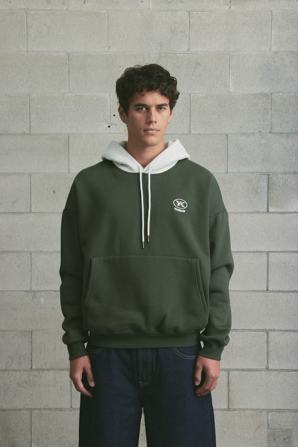 Colour Block Hoodie | Pine Green