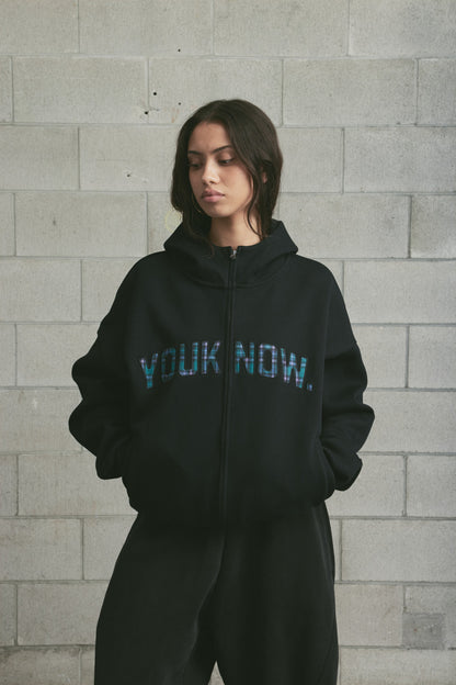 Offset Zip Up Hoodie | Black/Tartan