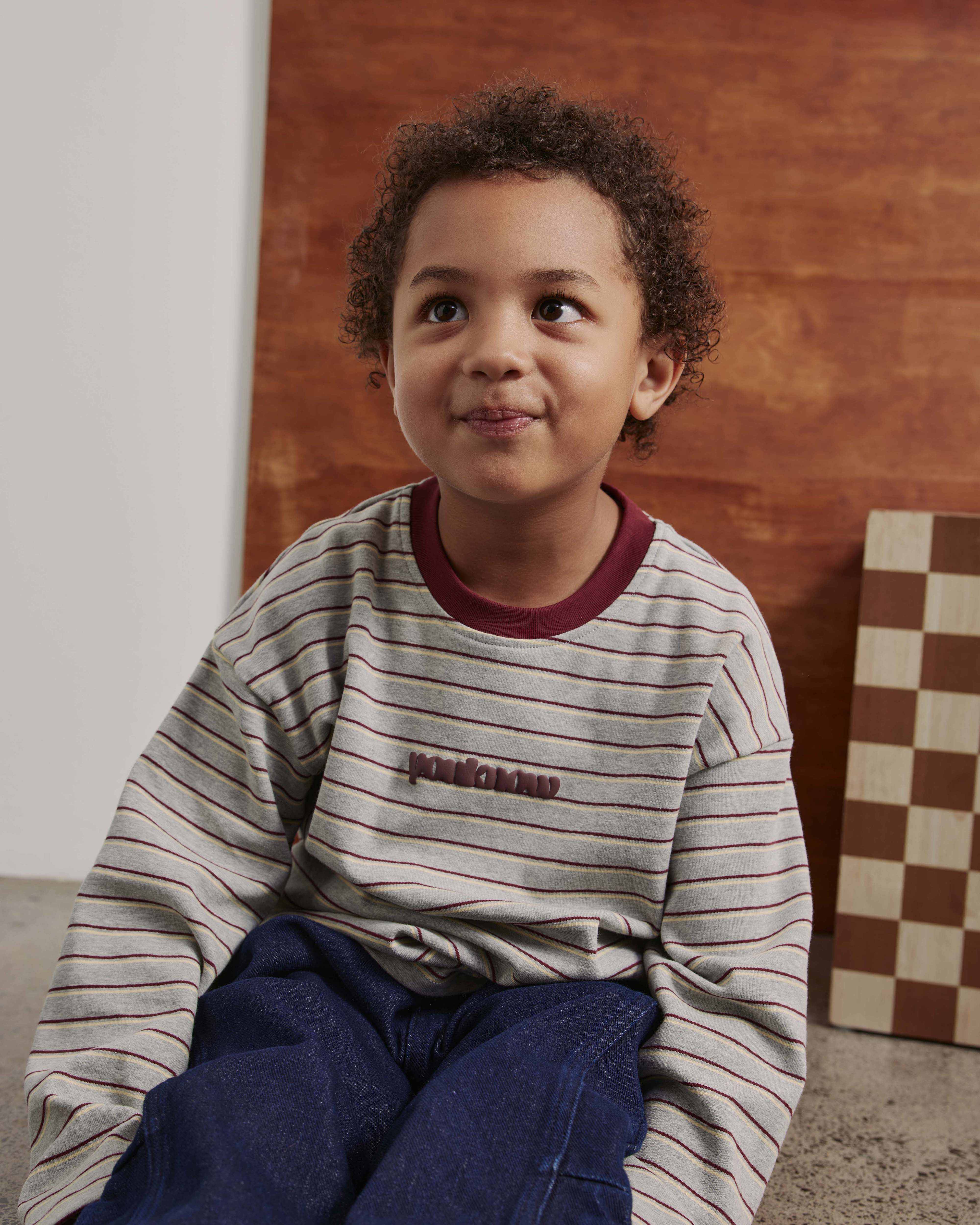 Kids Striped LS Tee | GREY MARLE-4