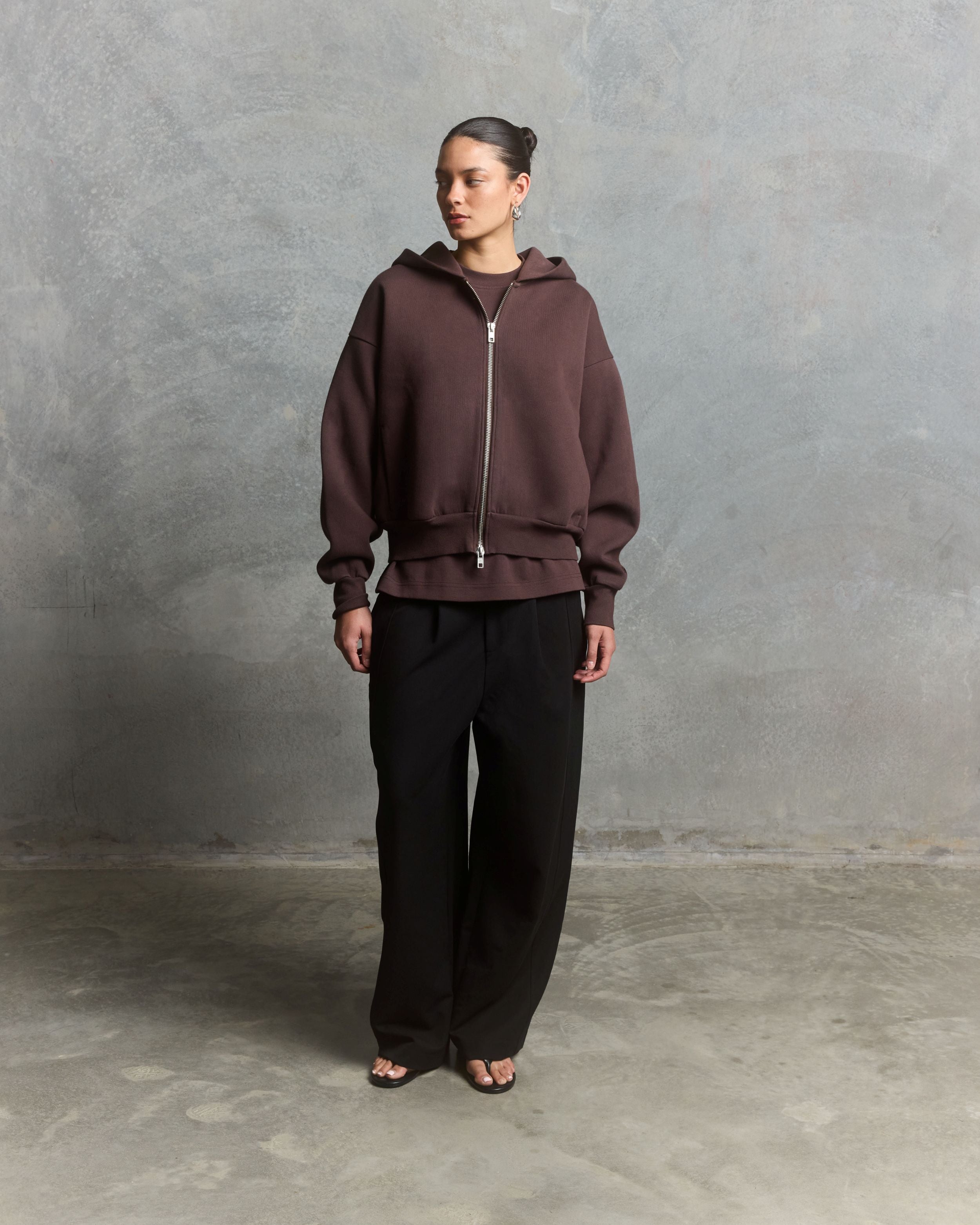 Nothing Form Zip-Up Hoodie | Coffee Bean-3