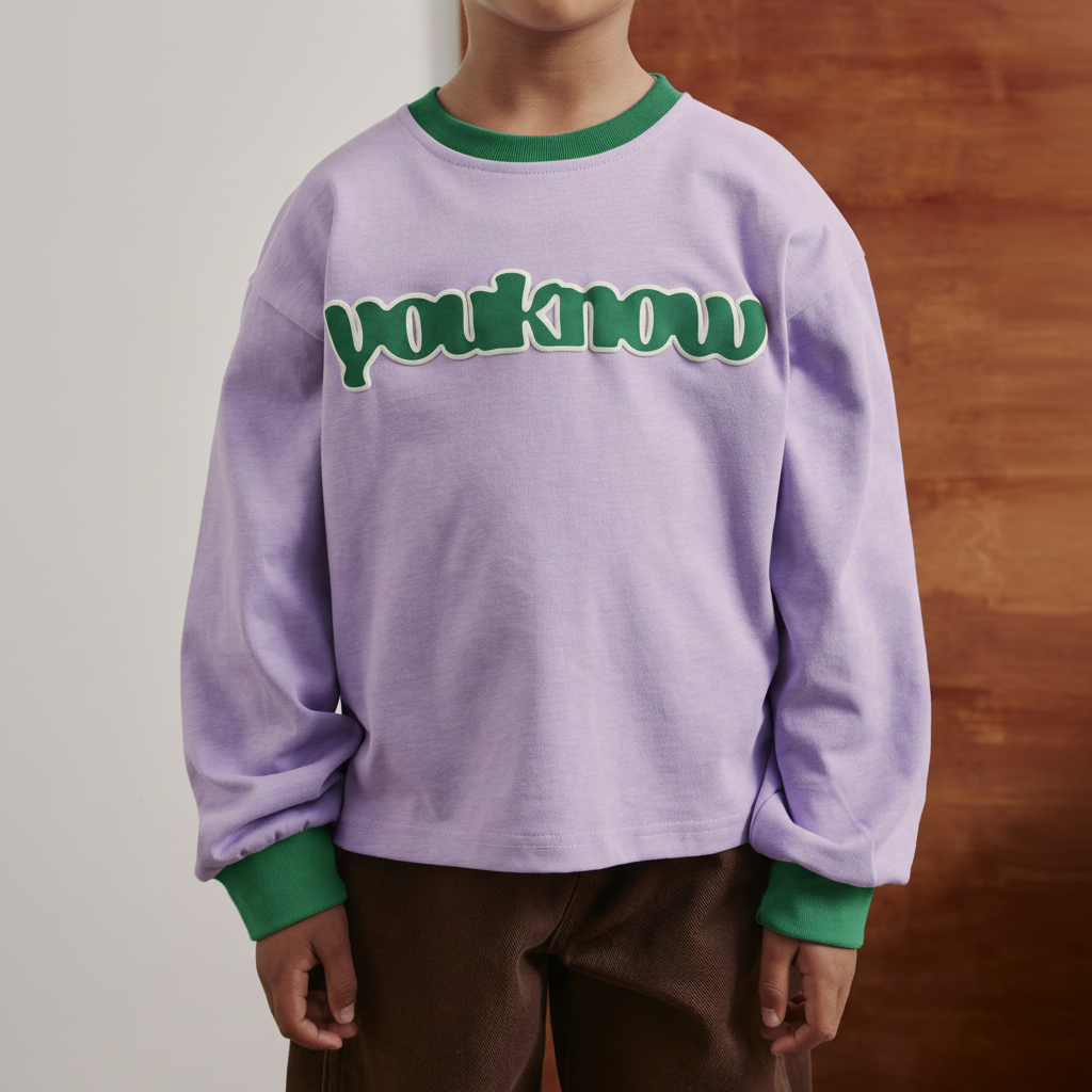 Kids Contrast Long Sleeve Tee | Lilac-3