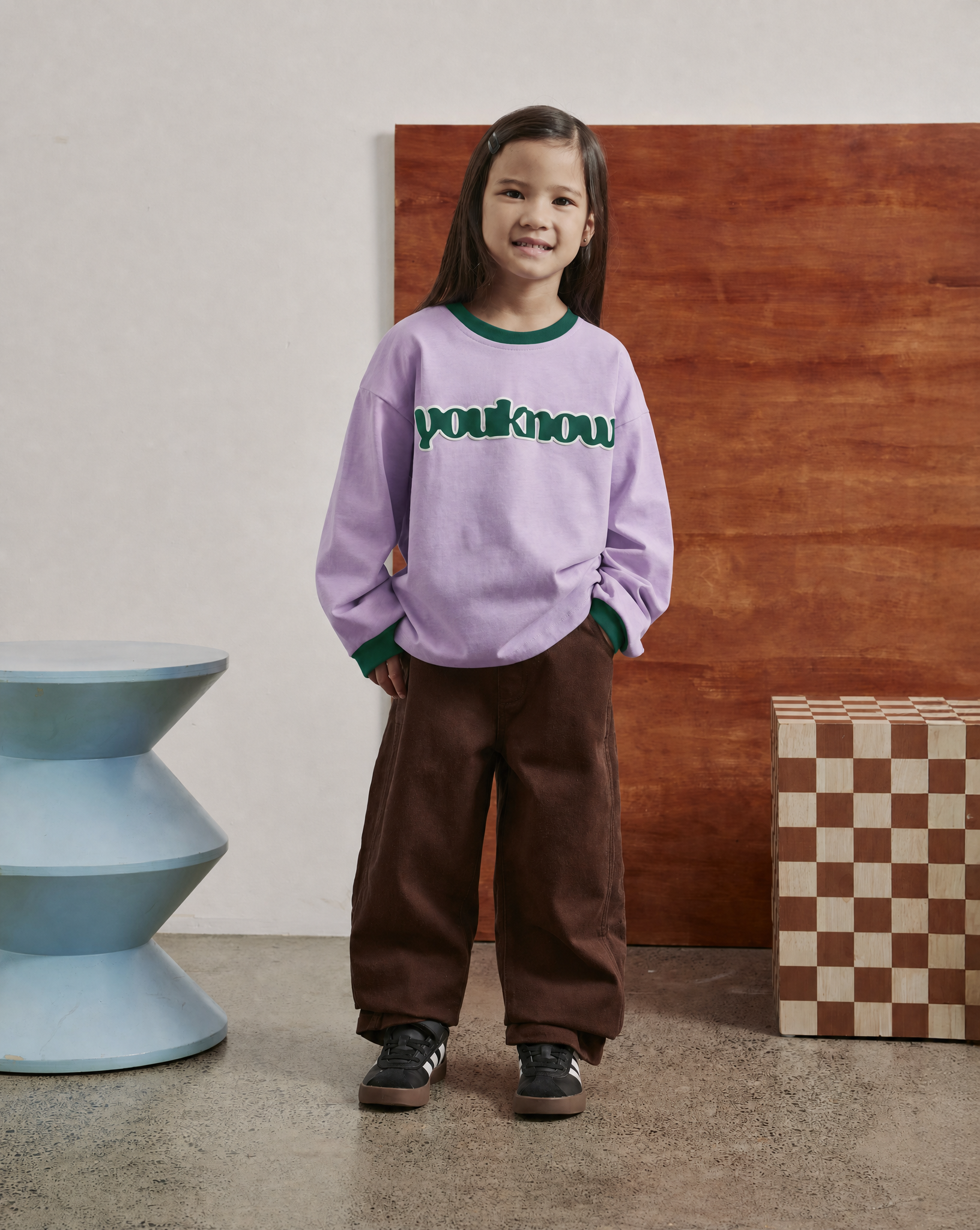 Kids Contrast Long Sleeve Tee | Lilac