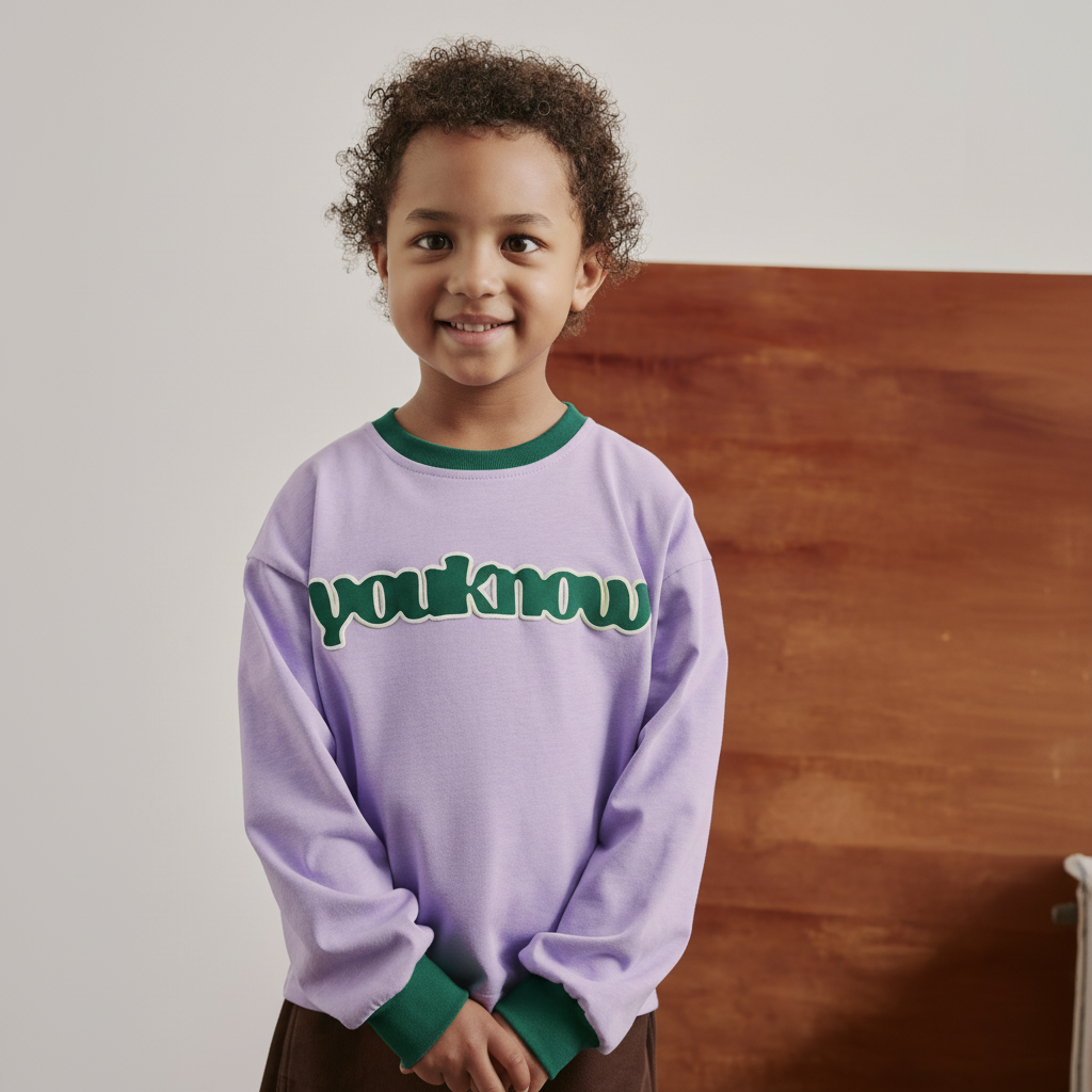 Kids Contrast Long Sleeve Tee | Lilac-4